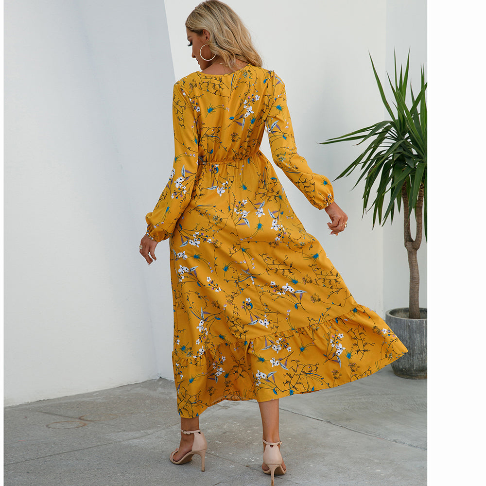 Floral Bohemian Chiffon Maxi Dress