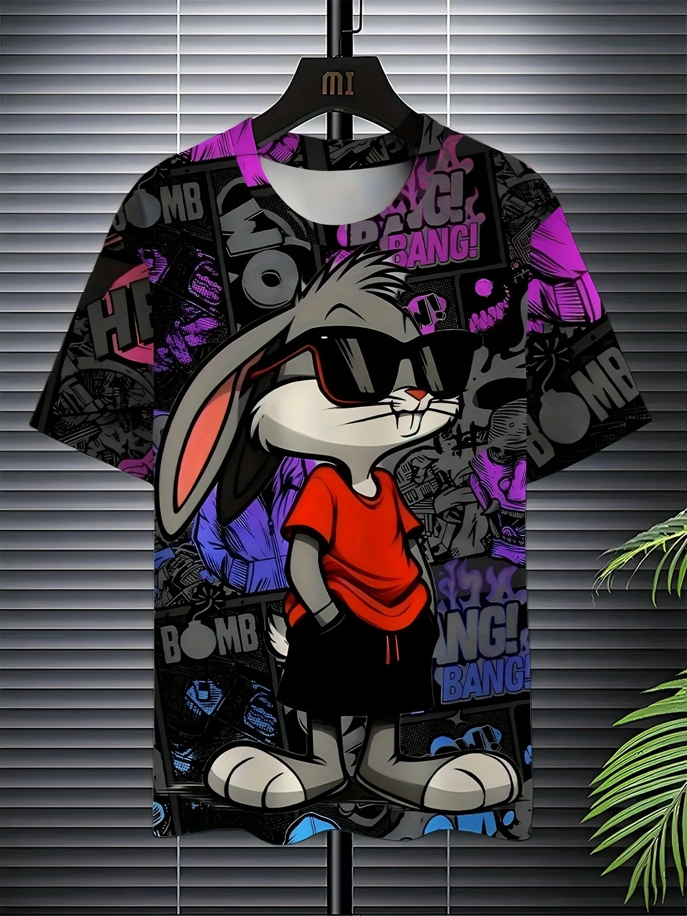 Men’s 3D Rabbit Print T-Shirt – Casual Summer Knit Top