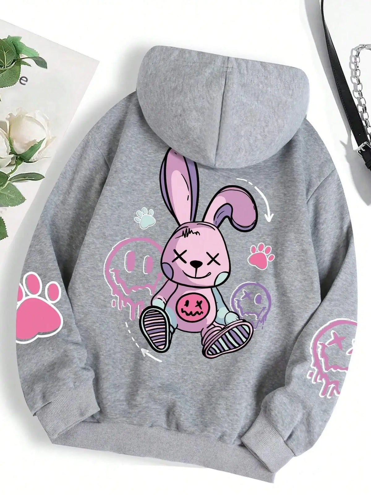 Hip Hop Printed Fleece Hoodie