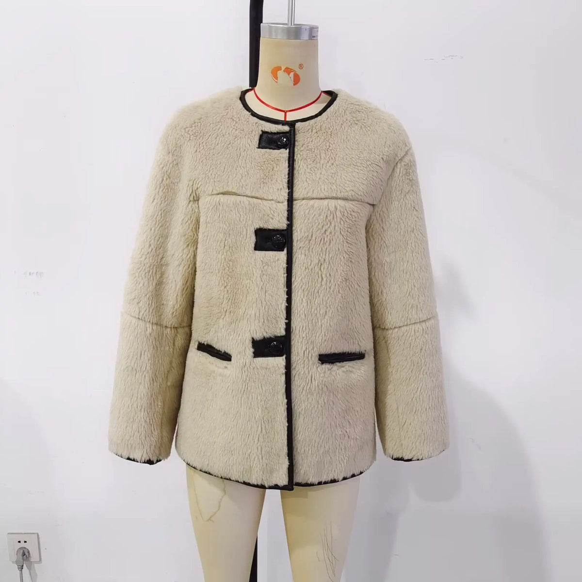 Toggle-Front Faux Fur Jacket