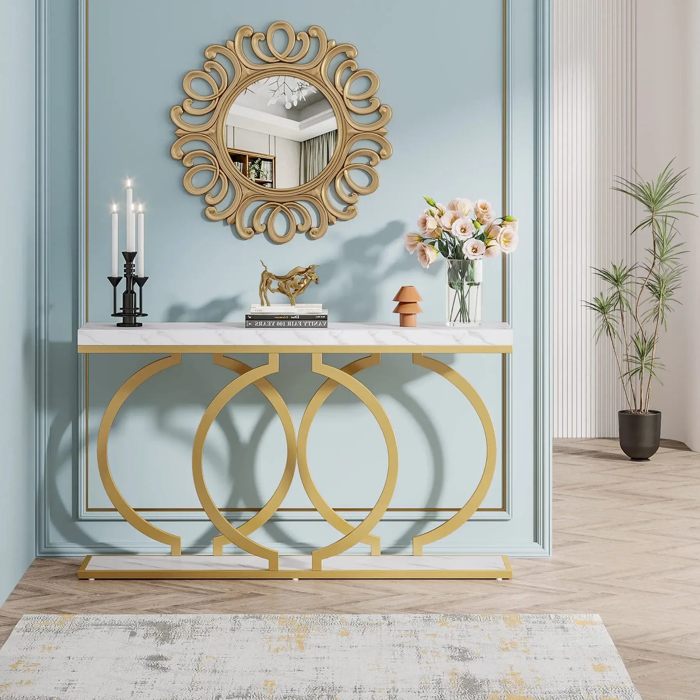 Narrow Gold Entry Table