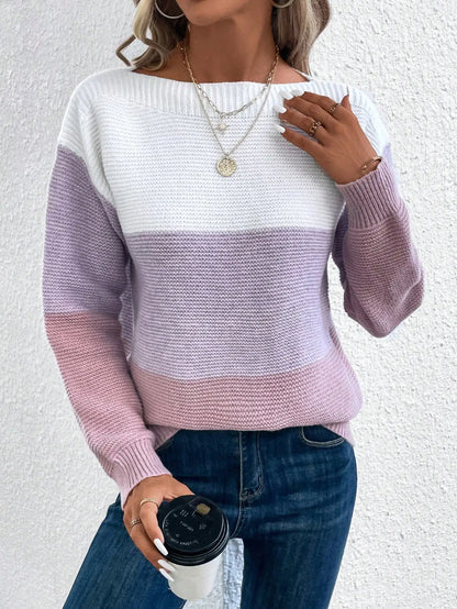 Slash Neck Knit Sweater