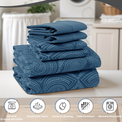 Lux Decor 6-Piece Paisley Sheet Set