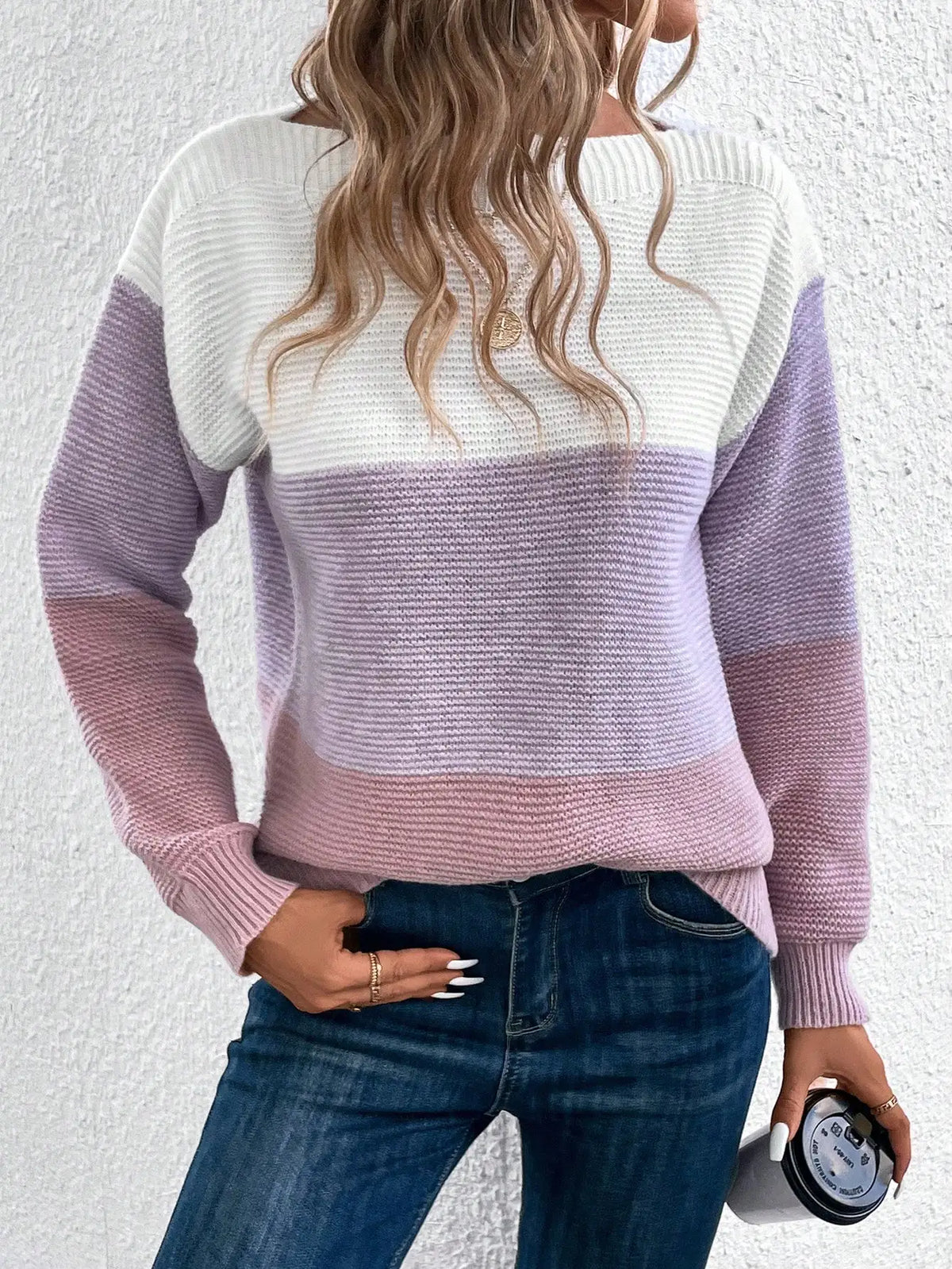 Slash Neck Knit Sweater