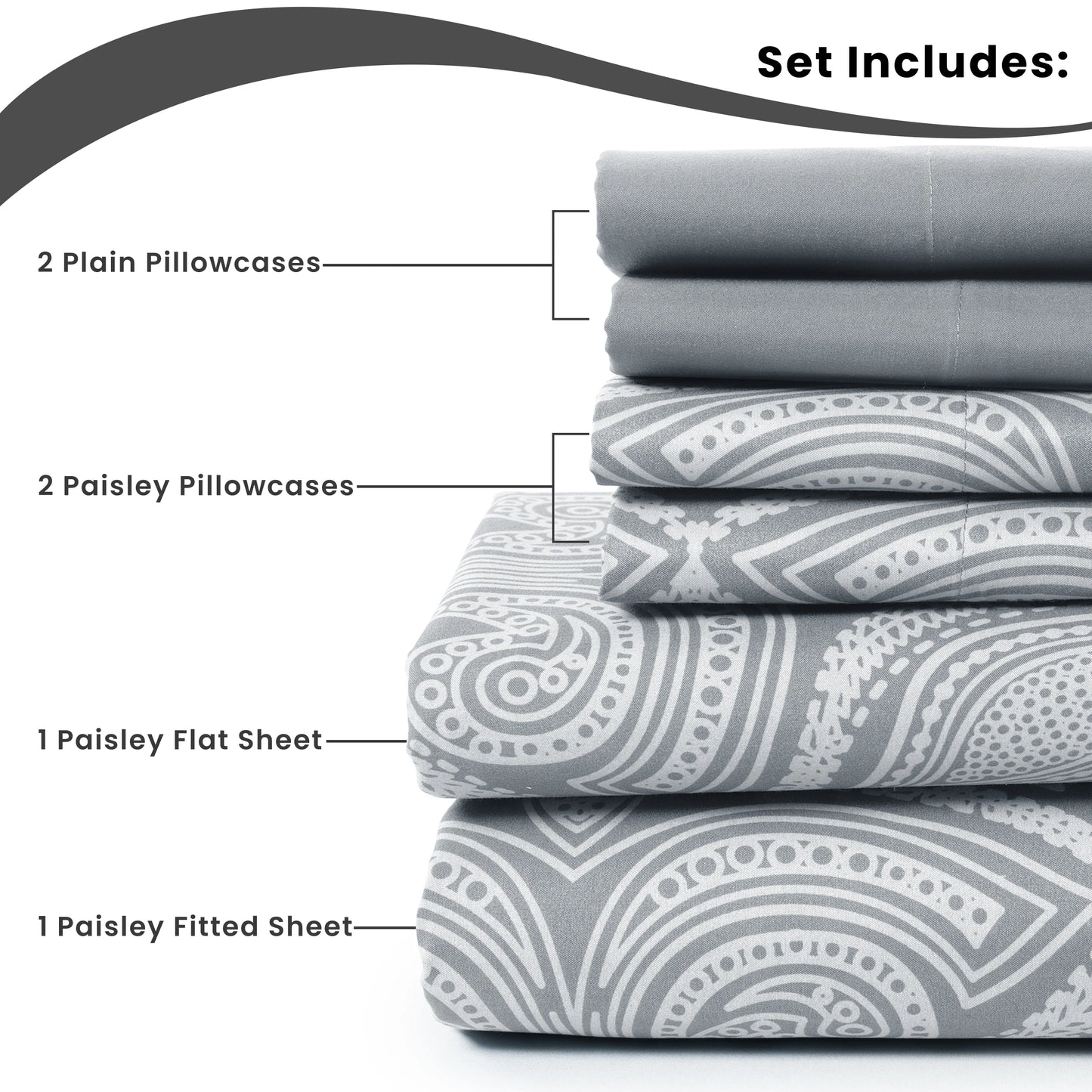 Lux Decor 6-Piece Paisley Sheet Set