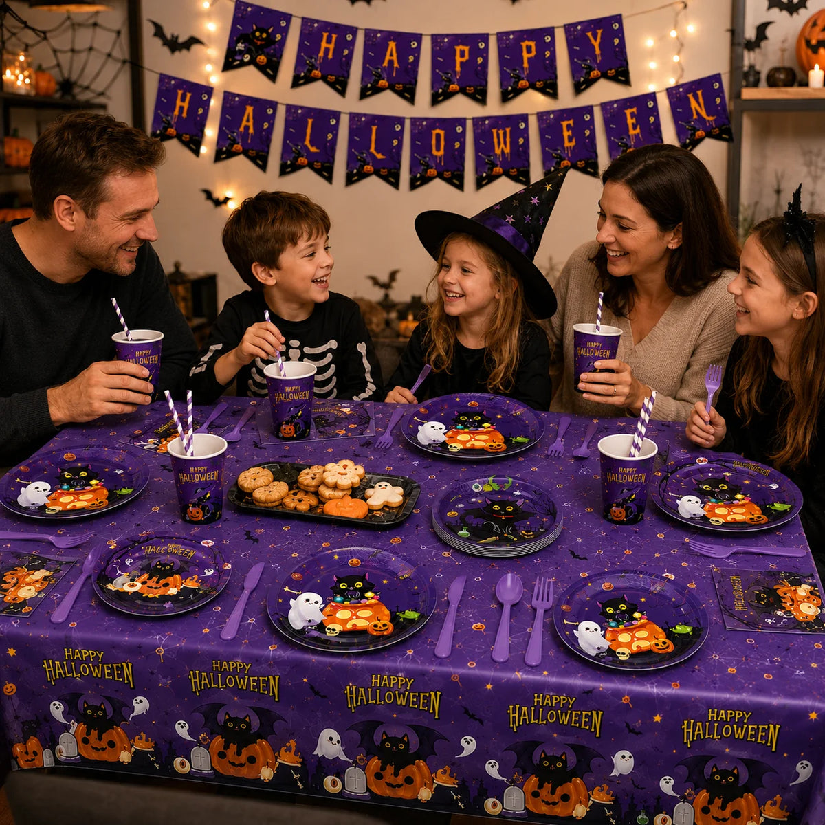 Black Cat Pumpkin Tableware Set