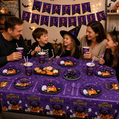 Black Cat Pumpkin Tableware Set