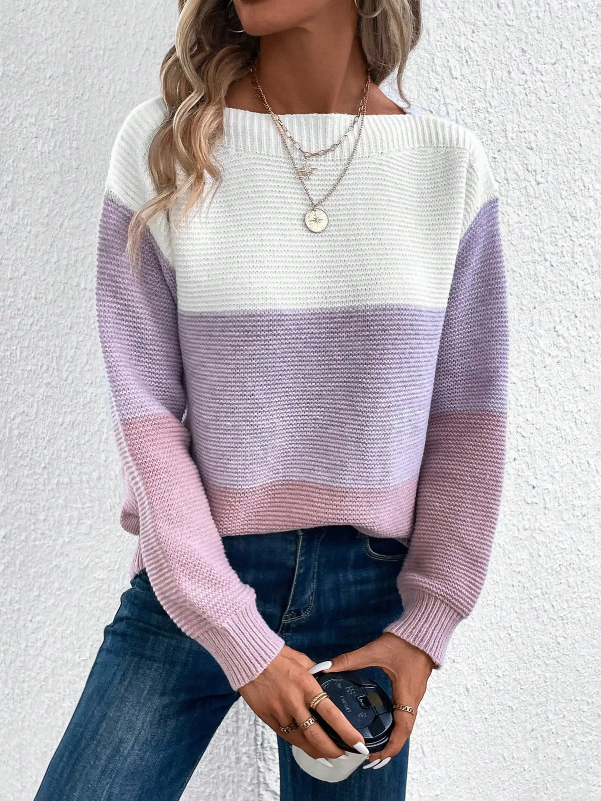 Slash Neck Knit Sweater