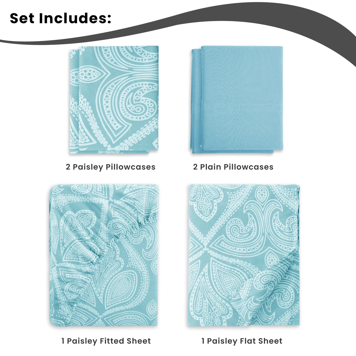Lux Decor 6-Piece Paisley Sheet Set