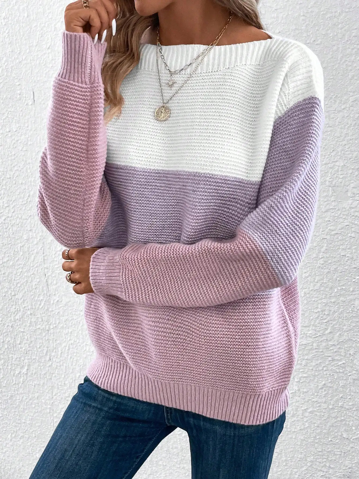 Slash Neck Knit Sweater