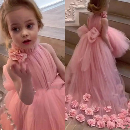 Pink Chiffon Flower Girl Dress