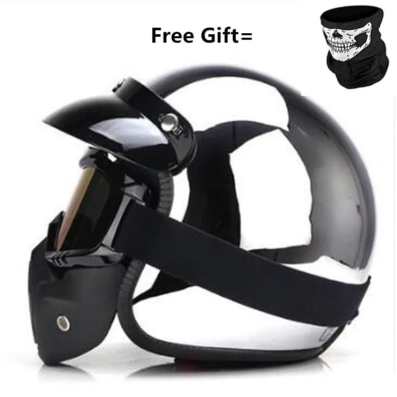 Mirror Chrome Retro Jet Helmet