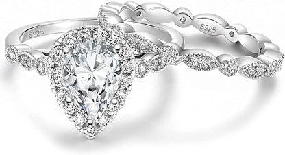 Water Drop Bridal Ring Set