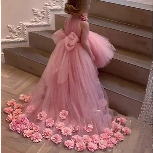 Pink Chiffon Flower Girl Dress