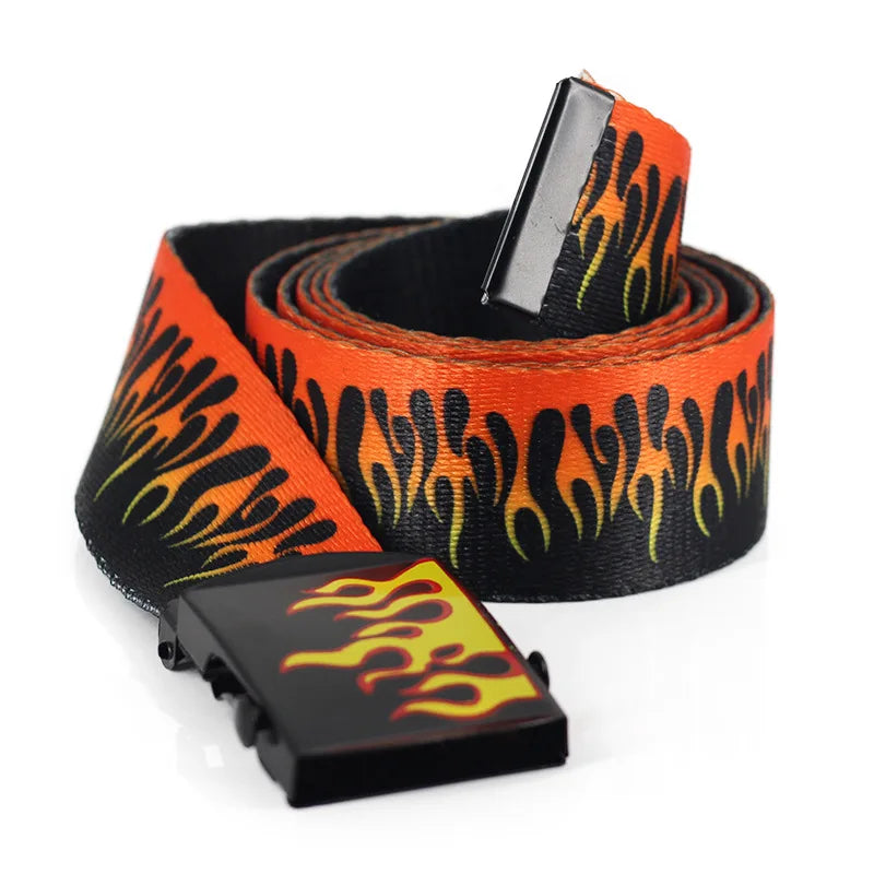 Flame print webbing belt