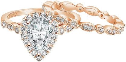 Water Drop Bridal Ring Set