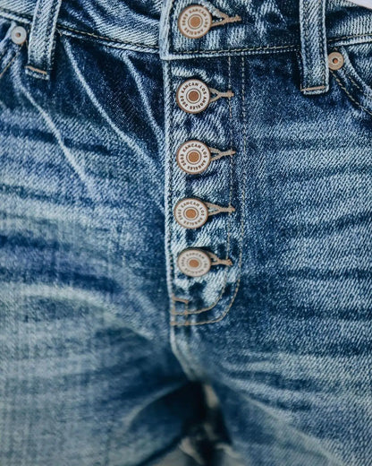 Button Denim Shorts