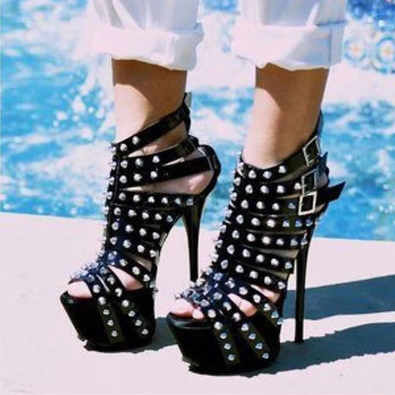 Studded Platform High Heels