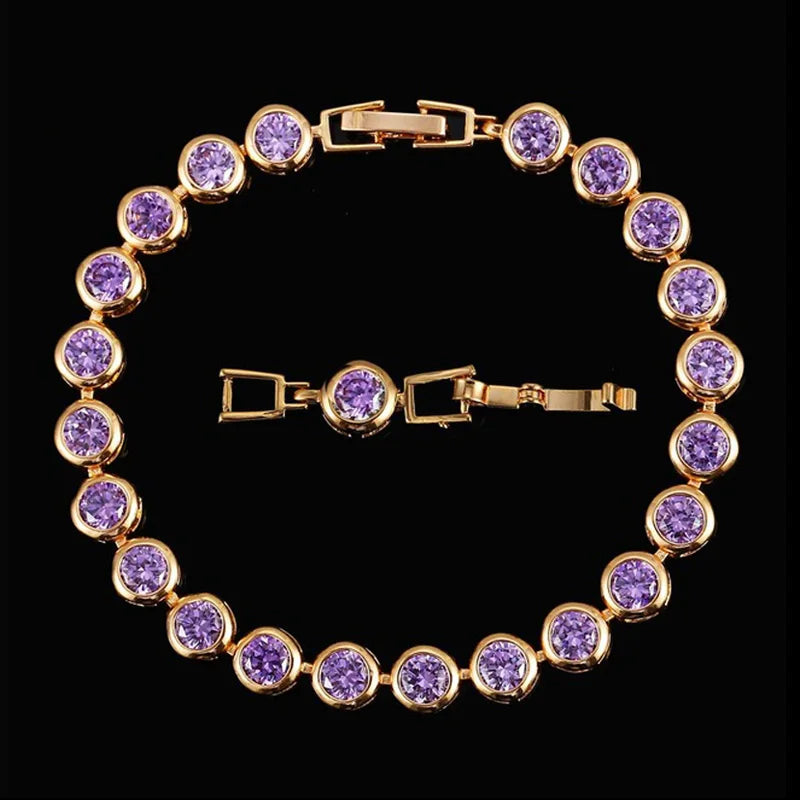 Purple Crystal Charm Bracelet
