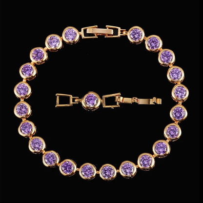 Purple Crystal Charm Bracelet
