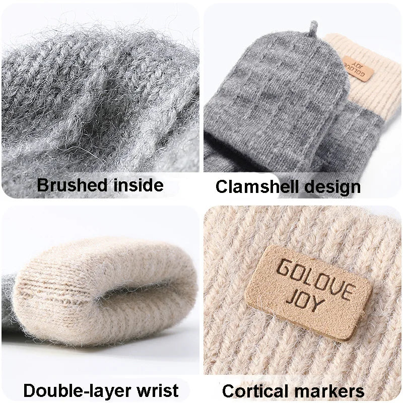 Women Half Finger Warm Gloves