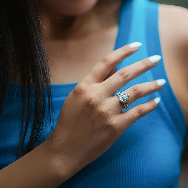 Water Drop Bridal Ring Set