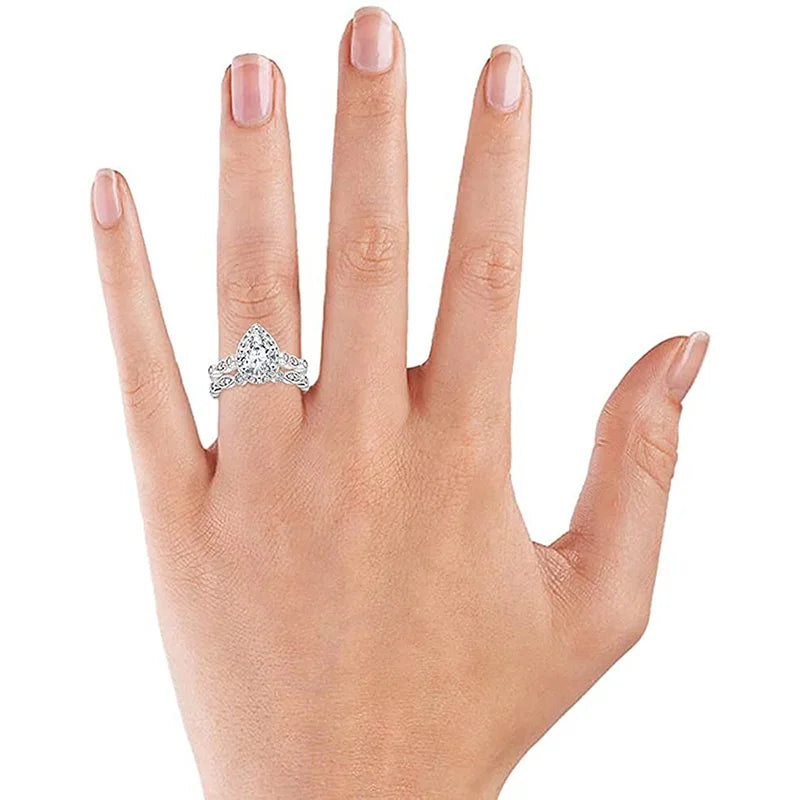 Water Drop Bridal Ring Set
