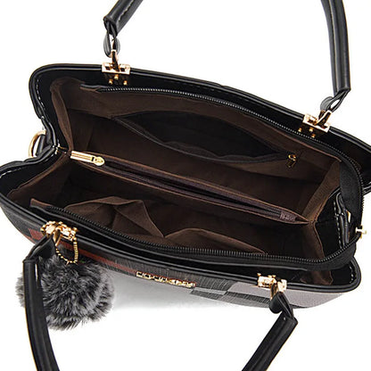 Plaid PU Leather Crossbody Handbag