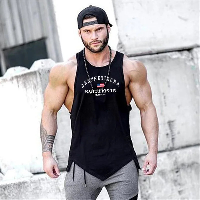 Muscleguys fitness sleeveless shirts cotton