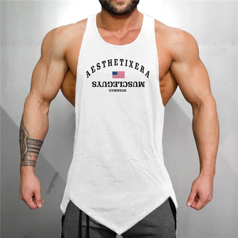 Muscleguys fitness sleeveless shirts cotton
