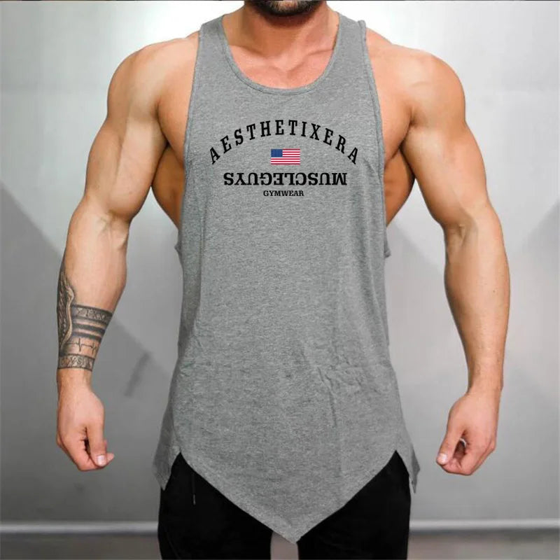 Muscleguys fitness sleeveless shirts cotton