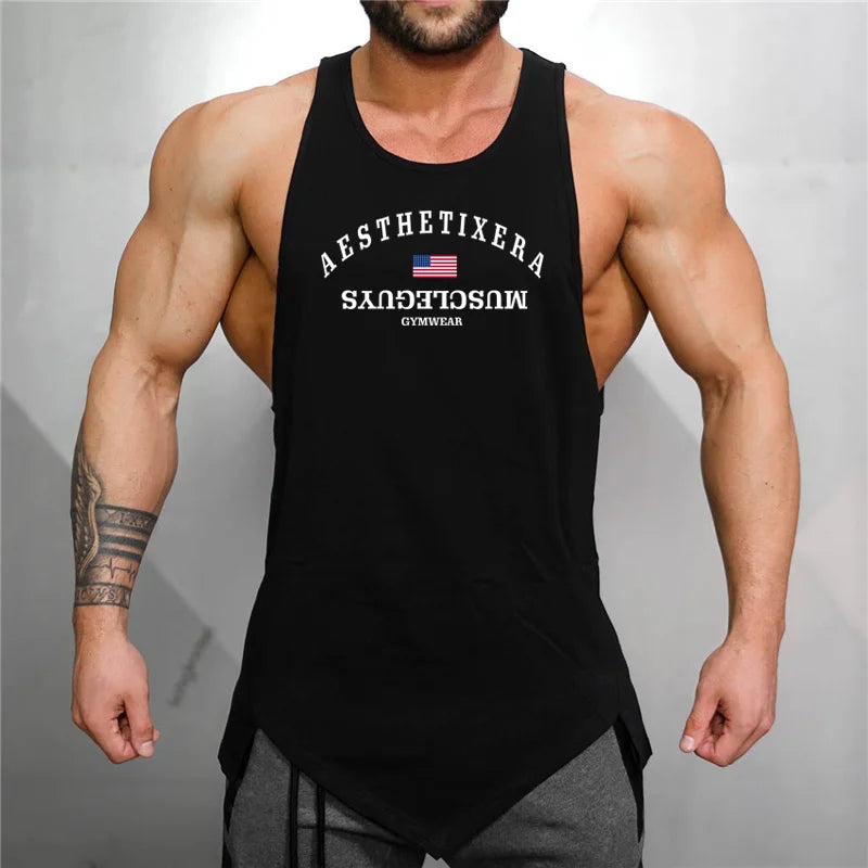 Muscleguys fitness sleeveless shirts cotton