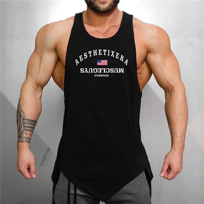 Muscleguys fitness sleeveless shirts cotton