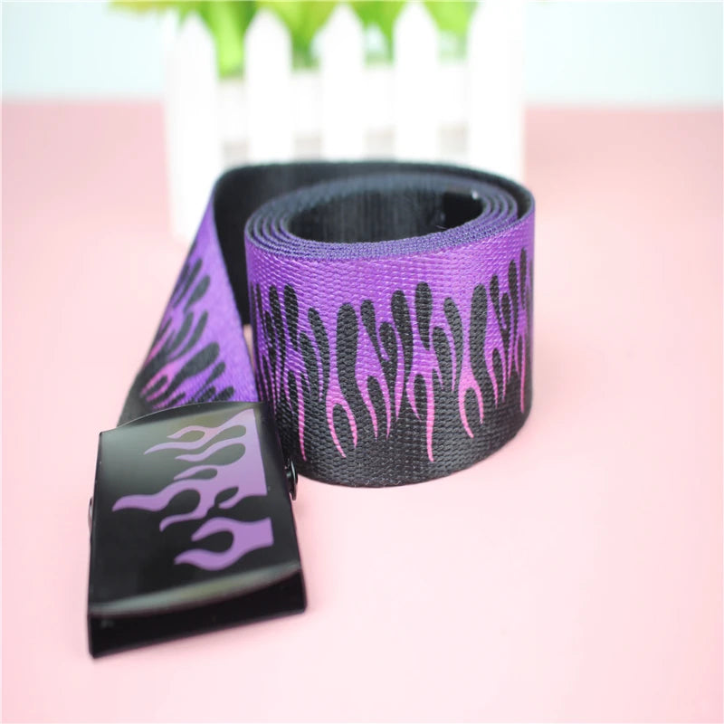 Flame print webbing belt
