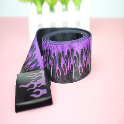 Flame print webbing belt