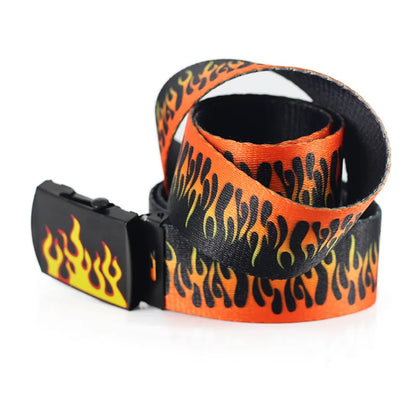 Flame print webbing belt