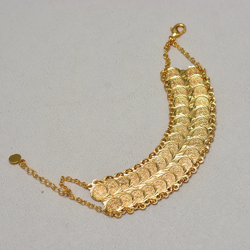 Gold Coin Cuff Bracelet