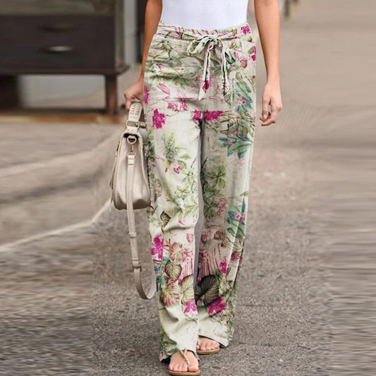 Floral wide-leg trousers