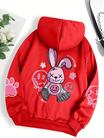 Hip Hop Printed Fleece Hoodie