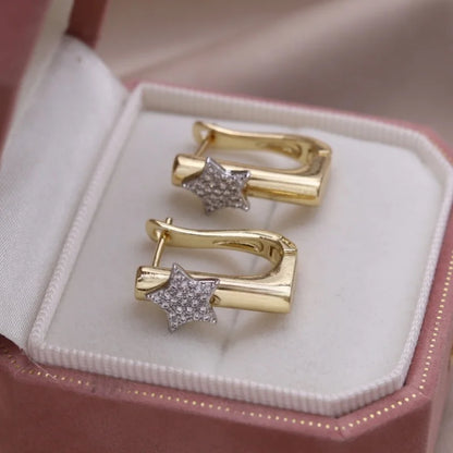 Two-Tone Zircon Ball Hoop Earrings