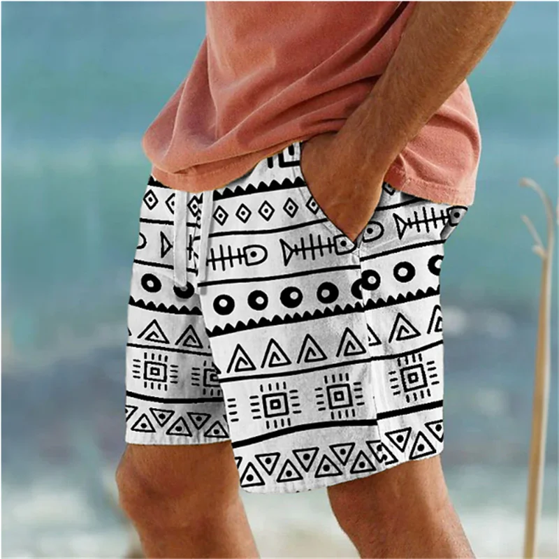 Geometric 3D Print Beach Shorts