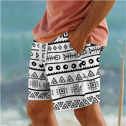 Geometric 3D Print Beach Shorts