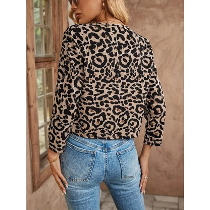 Thin Leopard Open-Front Jacket