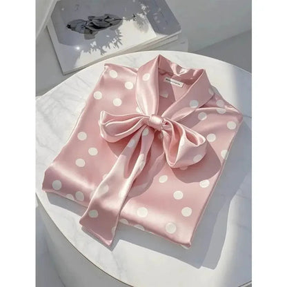 Elegant Satin Polka Blouse