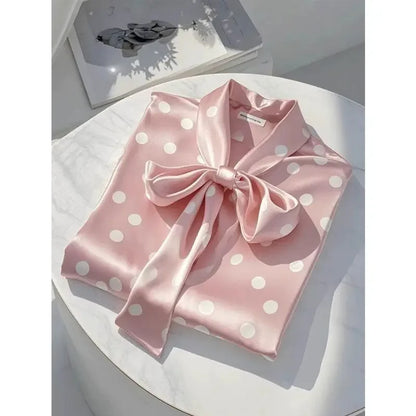 Elegant Satin Polka Blouse