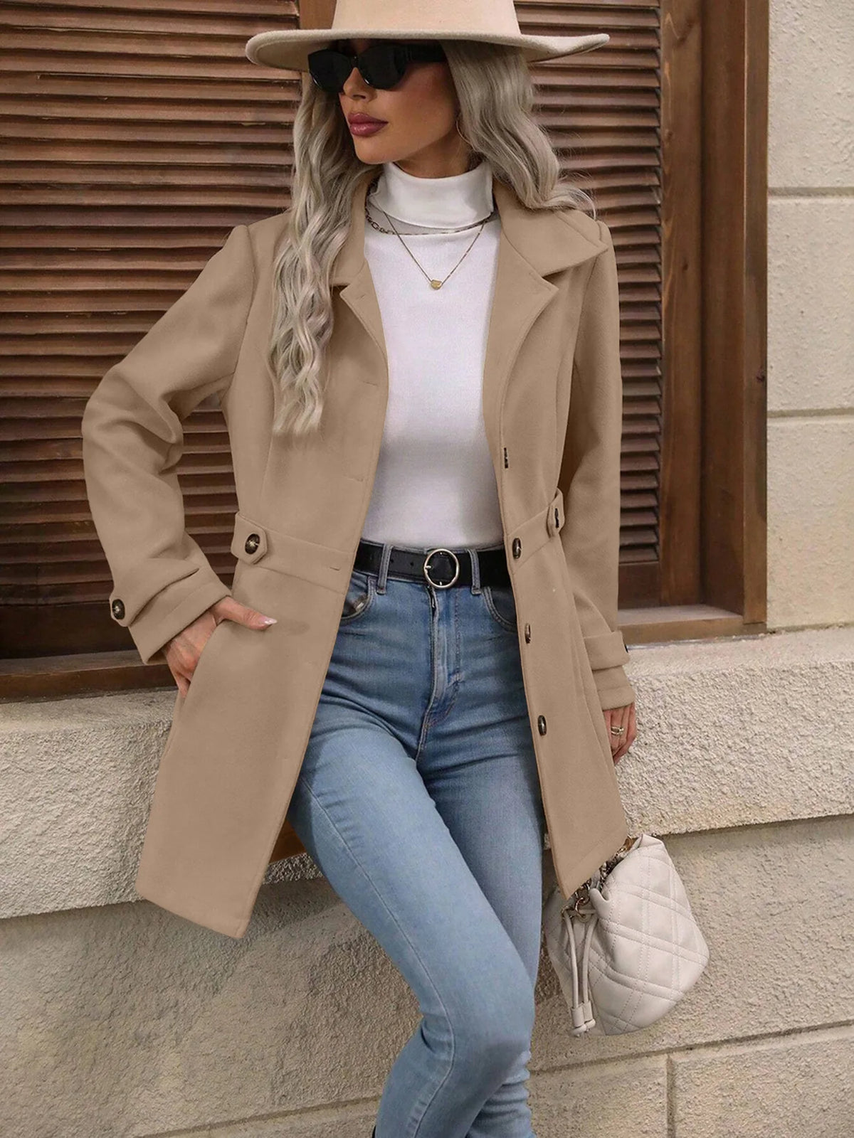 Mid-Length Tweed Coat