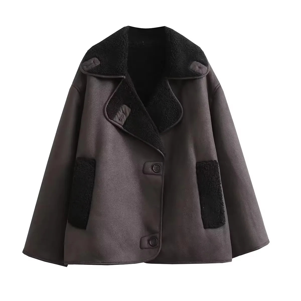 Faux Leather Fleece Jacket