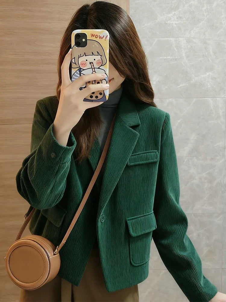 Single-Breasted Corduroy Jacket