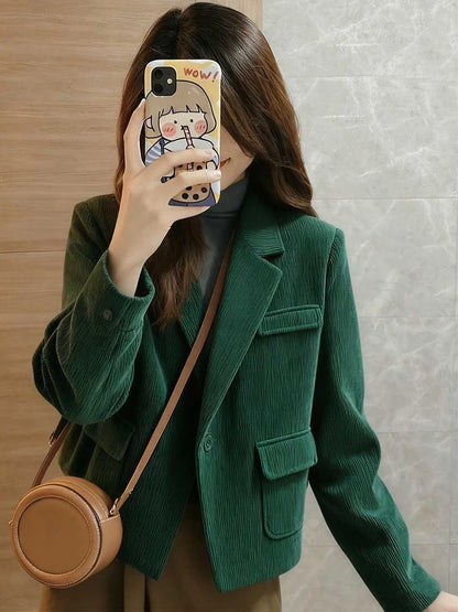 Single-Breasted Corduroy Jacket