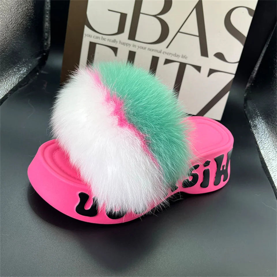 Fur Wedge Party Sandals